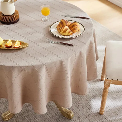 Miniatura 30 de ZeeMart Mantel (beige, redondo de 52 pulgadas)
