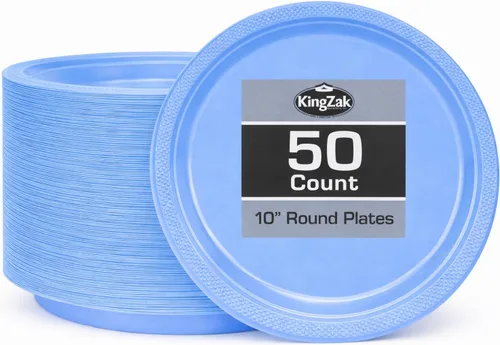 Miniatura 27 de Platos de plástico rojos de la colección Hanna K. Signature, redondos de 9 pulgadas, 50 unidades – Platos desechables resistentes para cenas