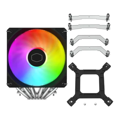 Miniatura 12 de Disipador Master Hyper 620S de Torre Dual para CPU, sincronización ARGB, ventilador PWM de 4.92 pulgadas, 6 tubos disipadores de calor de contacto