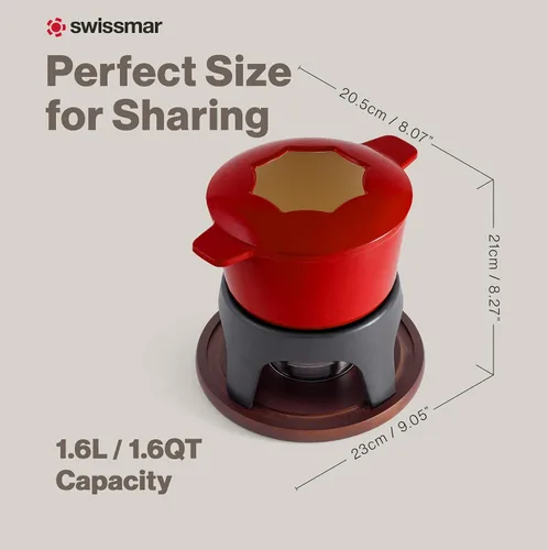 Miniatura 6 de Swissmar Sierra - Juego de fondue de hierro fundido, 1.6 cuartos de galón / 1.6 litros, perfecto para fondues de carne, queso y chocolate, ideal