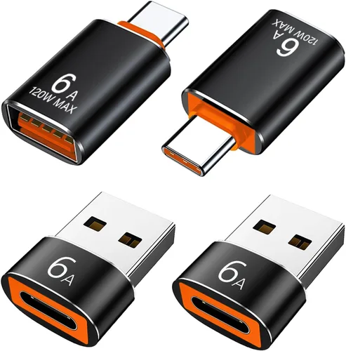 Paquete de 4 adaptadores USB a USB C, 2 adaptadores USB A 3.0 hembra a USB C macho OTG, 2 adaptadores tipo C hembra a USB macho, compatible con