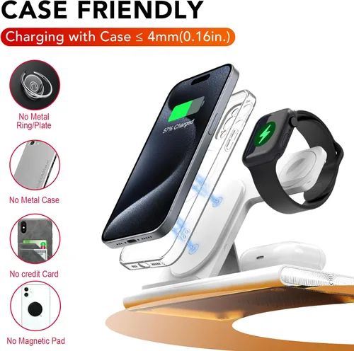 Miniatura 44 de Estación de carga 3 en 1 para iPhone 17 - Cargador inalámbrico para productos Apple para iPhone 17 16 15 14 13 12 11 Pro Max - Estación de carga Azul