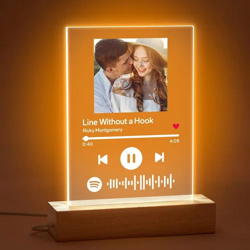 VEELU Placa personalizada de Spotify | Canción acrílica personalizada con foto | Regalos de San Valentín para ella | Canción favorita y regalos de
