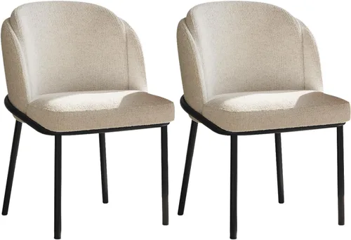 Miniatura 13 de Juego de 2 sillas de comedor color blanco crema, cómodas sillas de oficina con asiento y respaldo de alta elasticidad para sala de estar, Blanco