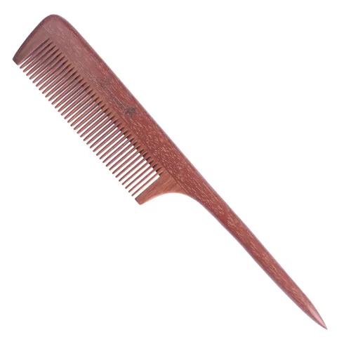Miniatura 14 de Breezelike Peines para el cabello – Peine de cola de madera de dientes finos – Peine de madera de corazón morado sin estática con dientes de cuerno
