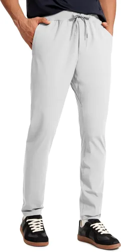 CRZ YOGA Pantalones deportivos elásticos en 4 direcciones para hombre, de 30 pulgadas, para entrenamiento, casual, con bolsillo con cremallera