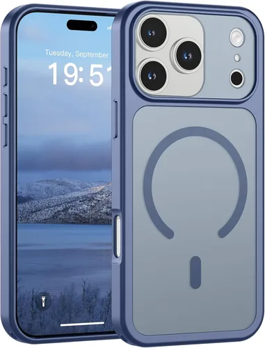 Miniatura 66 de SUPFINE Funda magnética para iPhone 11 Pro Max (compatible con MagSafe) (protección contra caídas de grado militar), delgada, translúcida mate, a