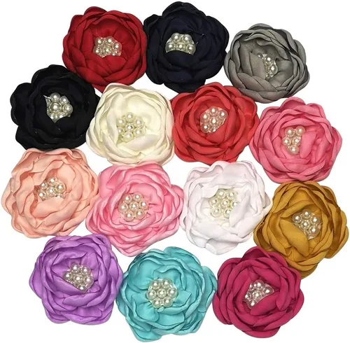 Paquete de 14 cintas grandes de gasa de 2 pulgadas (2.0 in) con lazos para el cabello, con clip para la cabeza, apliques para hacer manualidades de