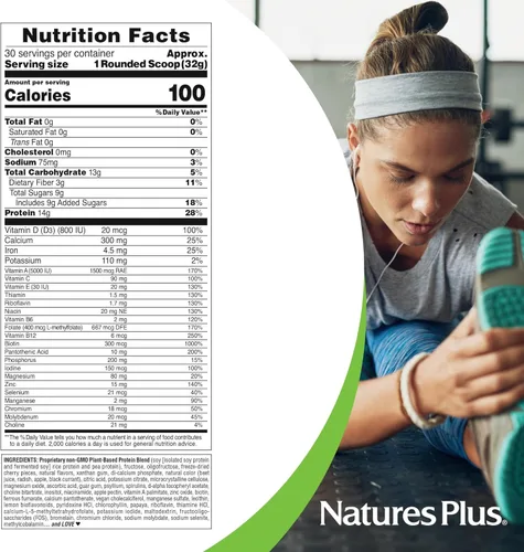 Miniatura 5 de NaturesPlus SPIRU-TEIN, Cherries Jubilee - 2.1 libras - Proteína en polvo a base de plantas - Vegetariana, sin gluten - 30 porciones