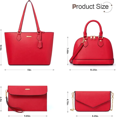 Miniatura 6 de 4 piezas de bolsos de mano de moda para mujer, monederos, bolsos de hombro, bolsas de mano informales, bolsas cruzadas, juego de bolso de regalo