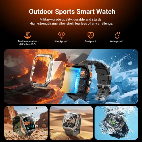 Miniatura 2 de Military Smart Watches for Men (Answer/Make Calls),1.91"Fitness Smart Watch for Android and iPhone, GPS Fitness Trackers Watch with Flashlight/Heart