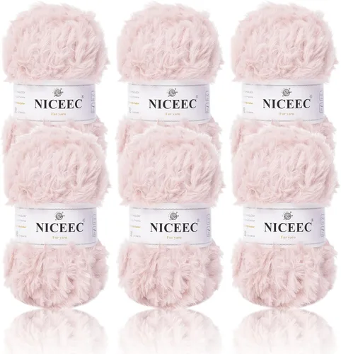 Miniatura 71 de NICEEC Hilo de Pelo Sintético Super Suave, Grueso y Esponjoso, Hilo de Pestañas para Crochet y Tejido (Longitud Total 192m/9.1kg) - Otoño/300g