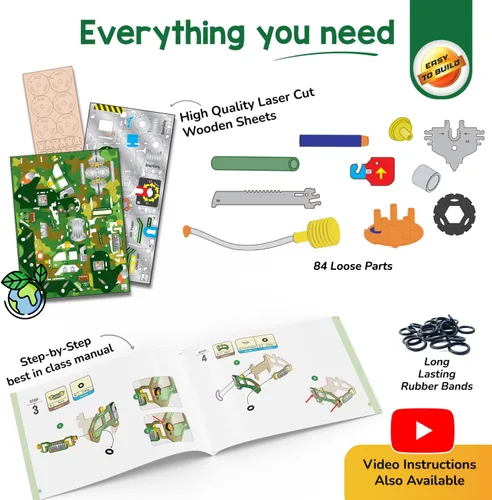 Miniatura 8 de Smartivity Camión de misiles, juguete STEM para niños, construye tu propio camión militario con lanzador giratorio impulsado por aire, regalo