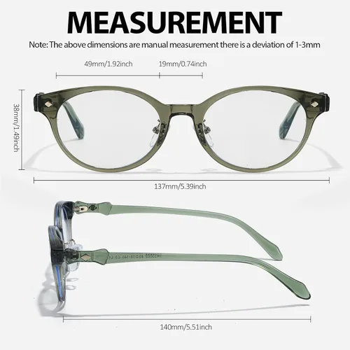 Miniatura 4 de IGnaef Gafas de bloqueo de luz azul para mujer, marco ovalado, gafas de luz azul para juegos, computadora, pantalla BL6216 C04 verdoso