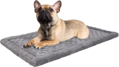 Miniatura 14 de Almohadilla grande para jaula de perros de 36 pulgadas, gris, cama de espuma viscoelástica para perrera de perros, franela suave, lavable