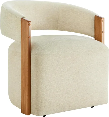 Miniatura 15 de KISLOT Juego de 4 sillas de comedor tapizadas, sillas de comedor modernas con ruedas, sillón de madera lateral de cocina con asiento de cojín