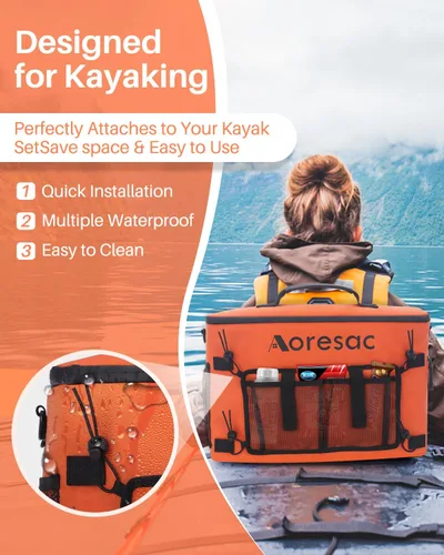 Miniatura 3 de AORESAC Enfriador de kayak detrás del asiento, impermeable para kayaks, compatible con asientos estilo silla de césped, bolsa térmica portátil