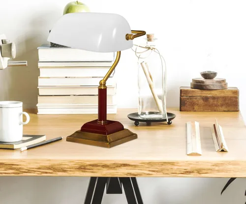 Miniatura 3 de VOSAREA Cubierta de lámpara de mesa retro de plástico blanco reemplazo para lámpara de escritorio de banqueros vintage