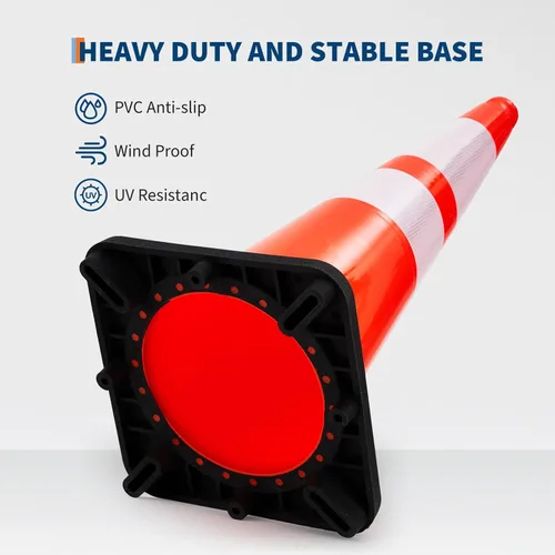 Miniatura 5 de Conos de tráfico de 28 pulgadas, 10 conos de seguridad, conos de seguridad de PVC naranja para estacionamiento en carretera con 2 collares