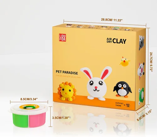 Miniatura 7 de LOUFOR Kits de arcilla de secado al aire - Arcilla para modelar para niños, ultra ligera y suave, segura y no tóxica, 12 cajas de arcilla mágica
