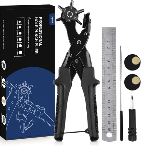 Miniatura 10 de Diyife Perforadora profesional de cuero, juego completo de herramientas de perforación para cinturón, correa de reloj, zapatos, manualidades, Azul