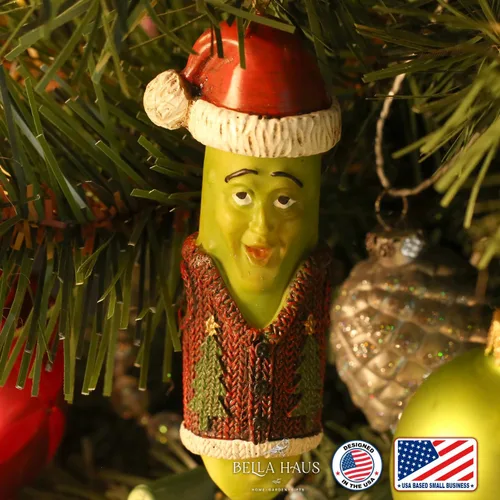 Miniatura 3 de Jolly Pickle - Adorno festivo para árbol de Navidad, figura de resina de 4 pulgadas, decoración navideña, regalo divertido ideal para intercambio