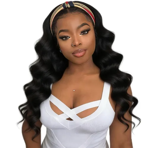 Miniatura 58 de XSY: Peluca de diadema de cabello humano de onda profunda sin pegamento, sin encaje frontal, peluca de diadema rizada, lista para usar y llevar