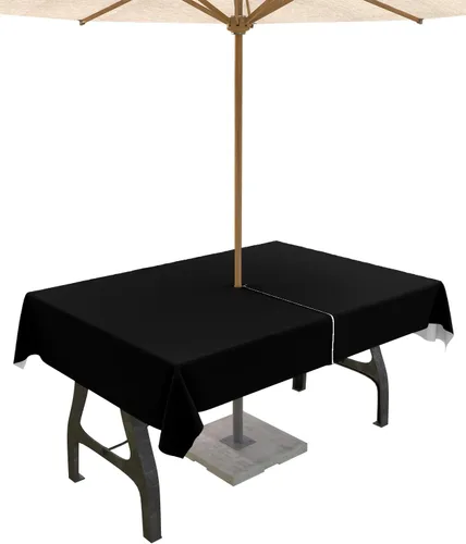 Miniatura 35 de QueenKer Mantel de exterior verde oliva con agujero para sombrilla y cremallera, mantel de color sólido para mesas cuadradas, colección de mesa