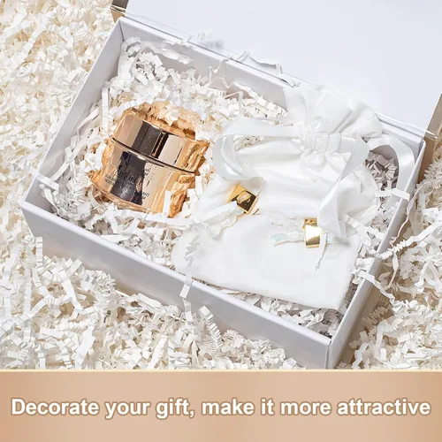 Miniatura 2 de Wowxyz Papel de corte arrugado de 2 libras, papel triturado de color blanco arrugado – Caja de regalo, cesta de relleno de bolsa, relleno de confeti