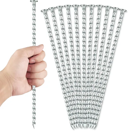 Miniatura 8 de Estacas de paisaje en espiral de 12 pulgadas, 25 púas de anclaje de metal galvanizado para bordes de pavimentación, césped artificial, barrera