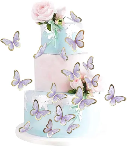 Miniatura 11 de Ercadio Paquete de 30 adornos de mariposa 3D para tartas – Mezcla de mariposas rosadas, impermeables, para baby shower, cumpleaños, boda, fiesta