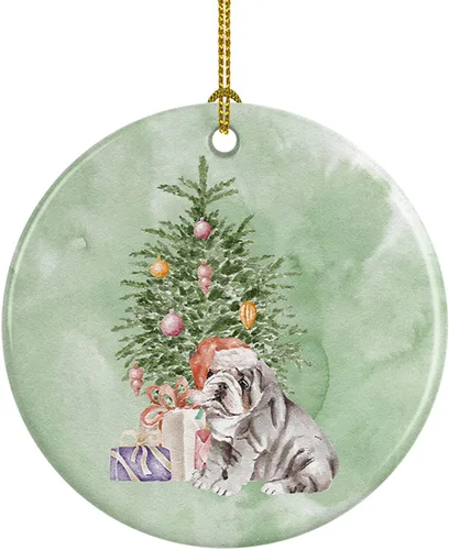 Miniatura 72 de Caroline's Treasures Bulldog, Bulldog inglés #2 y árbol de cerámica adorno colgante para árbol de Navidad, decoración colgante para el hogar