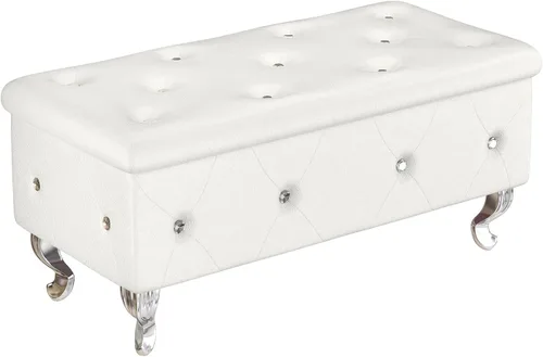 Miniatura 8 de Lamerge Banco otomano de almacenamiento de 37.4 pulgadas, banco de almacenamiento de lujo con botones copetudos con bisagra de seguridad, banco