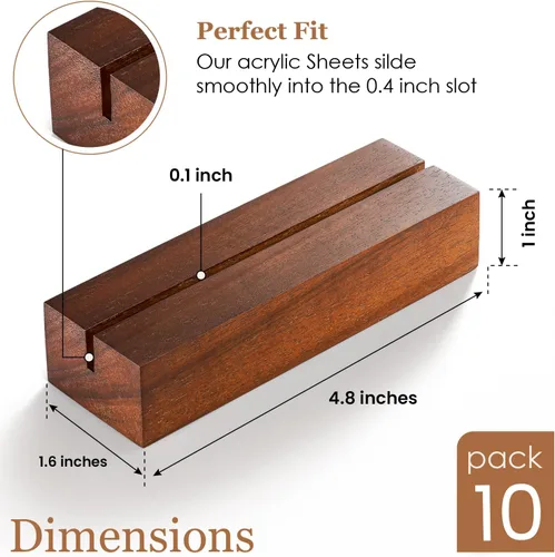 Miniatura 3 de Tidita 10 tarjeteros de madera de acacia, soporte de madera acrílica para decoración de mesa, soportes de exhibición de imágenes, centros de mesa