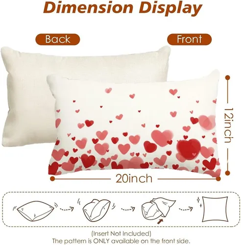 Miniatura 6 de RABUSOFA Fundas de almohada de San Valentín de 12 x 20 pulgadas, decoración del día de San Valentín, fundas de cojín lumbar, fundas de cojín lumbar