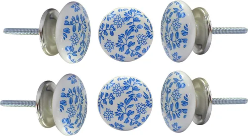 Miniatura 12 de Perilla Home Juego de 6 pomos de cerámica para armarios y cajones, pomos decorativos para el hogar, cocina, gabinete, armario, puerta de cristal