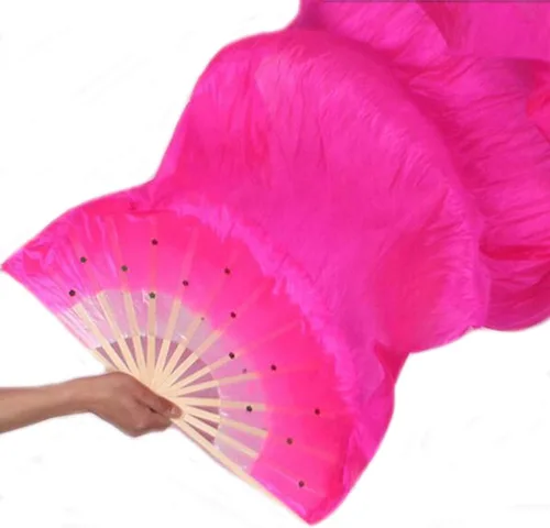 Miniatura 5 de FZBNSRKO 1.8M 70.86 "Danza del Vientre de Seda de Bambú Abanicos Largos Ventiladores Velos Fiesta Rendimiento de la Mañana Abanicos Largos
