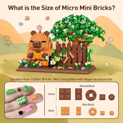Miniatura 2 de HIGH GODO Capybara - Juego de construcción de portalápices con flores, 2 en 1, lindo organizador de capybara, decoración para bolígrafos, decoración