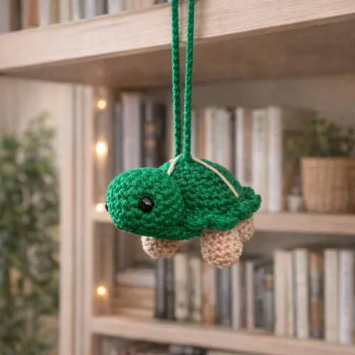 Miniatura 6 de Adorno colgante hecho a mano de tortuga de ganchillo, bonito dije para espejo retrovisor de automóvil, accesorio de mochila, decoración de guardería