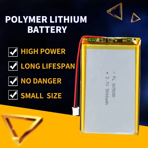 Miniatura 4 de Batería recargable Lipo de polímero de litio de 3.7V 3000mAh 605080 con conector PH2.0.000 in JST para altavoz y dispositivo inalámbrico