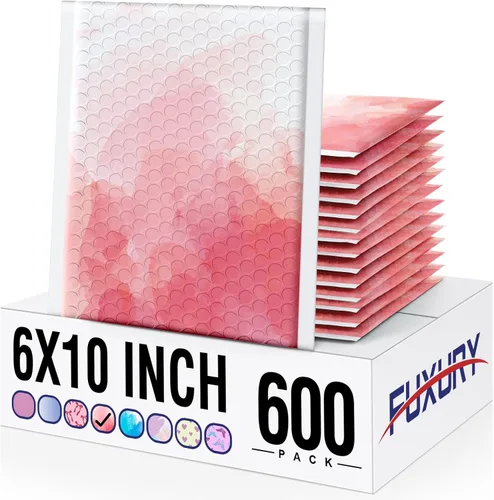 Miniatura 27 de Fuxury Sobres acolchados de burbujas de 6 x 10 pulgadas, sobres acolchados pequeños de acuarela azul, paquete de 100 sobres de burbujas