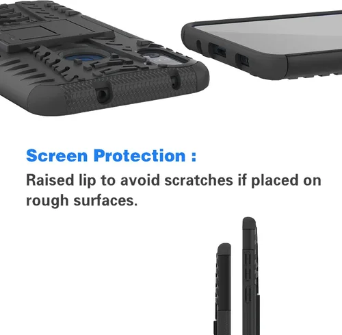 Miniatura 4 de Funda para teléfono Samsung Galaxy A11 con protector de pantalla de vidrio templado y soporte, resistente, accesorios de protección híbrida rígida