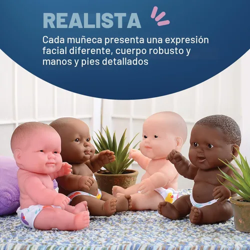 Miniatura 6 de Constructive Playthings Muñecas de bebé multiculturales abrazables de 10 pulgadas, juguetes multiétnicos de aprendizaje socio-emocional para niños