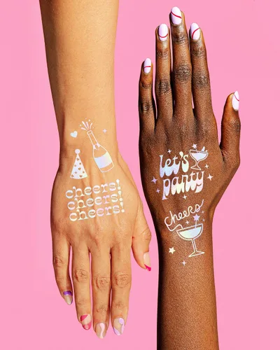 Miniatura 4 de xo, Fetti Tatuajes temporales para fiesta de salud: 52 estilos iridiscentes Suministros para despedida de soltera, recuerdos de fiesta