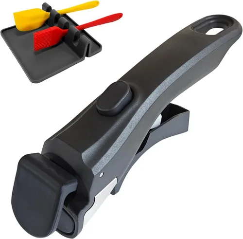 Mango extraíble para olla, mango universal, repuesto para ollas y sartenes, se adapta a todos los utensilios de cocina, incluye soporte para Negro
