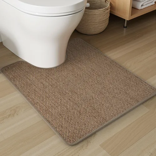 Miniatura 16 de PADOOR Alfombra de baño antideslizante con parte trasera de goma, trenzada absorbente, lavable a máquina, fina alfombra para suelo de baño, de Beige