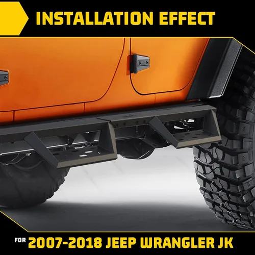 Miniatura 2 de Estribo de estribo lateral compatible con Jeep Wrangler JK JKU Unlimited 4 puertas 2007-2018, solo 4 puertas, color negro mate con recubrimiento