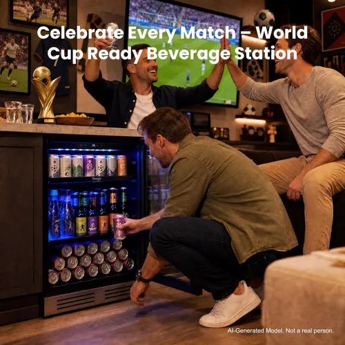 Miniatura 2 de Yeego Refrigerador de bebidas de 24 pulgadas – Refrigerador de bebidas integrado para 180 latas debajo del mostrador con puerta de vidrio