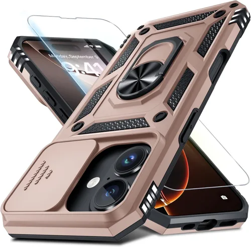 Miniatura 69 de Janmitta - Funda para iPhone 14 Pro con cubierta deslizante para lente de cámara incorporada + protector de pantalla, funda de cuerpo completo