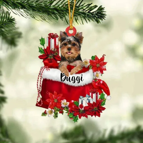 Miniatura 28 de Perro Akita Inu personalizado en bolsa de regalo, adorno de Navidad, nombre personalizado, regalo para amantes de los perros, familia, Navidad